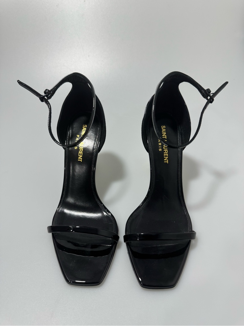 YSL Saint Laurent Opyum Sandals in Patent Leather Black Gold Size EU 37/US 7 - Picture 3 of 9